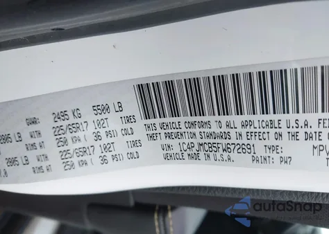 2015 Jeep Cherokee Latitude z USA, uszkodzony, nr VIN 1C4PJMCB5FW672691